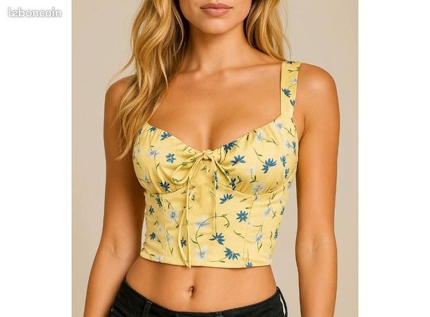Crop Top Fille Marks And Spencer Jaune Fleurs Boutonné 4-5 Ans été