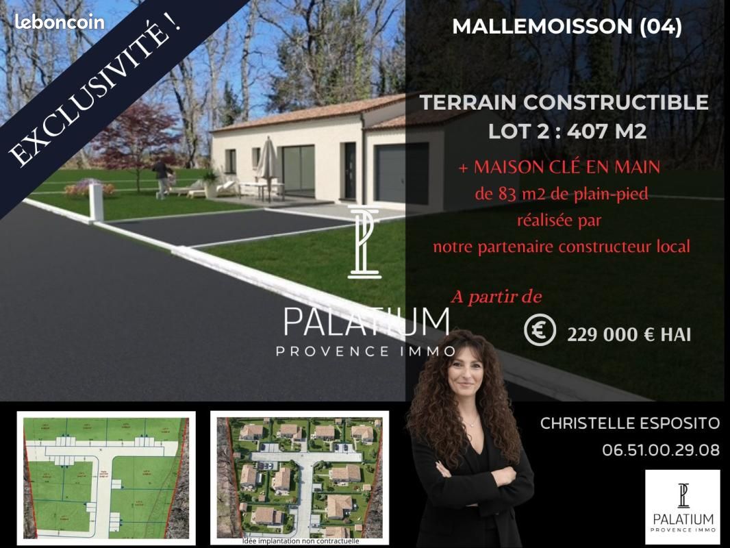 Terrain 407 m² Mallemoisson · 229 000 €