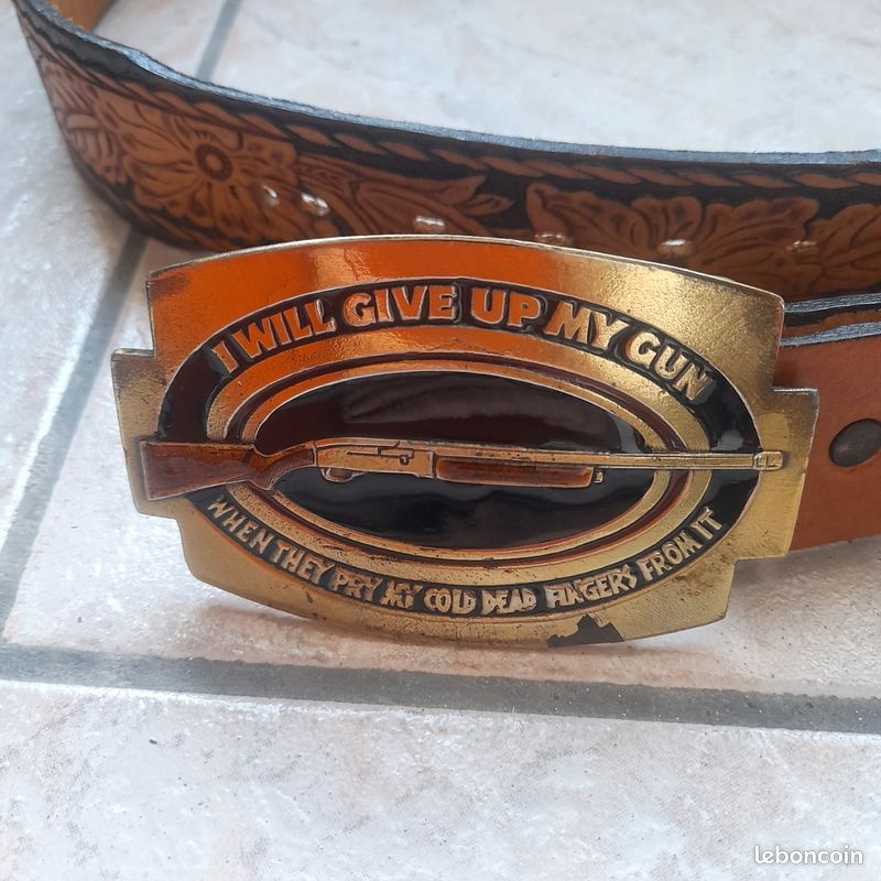 Ceinture Western Sendra En Cuir Et Crocodile - Marron - Modèle BOX BRASS - Neuf Avec étiquettes - Unisexe