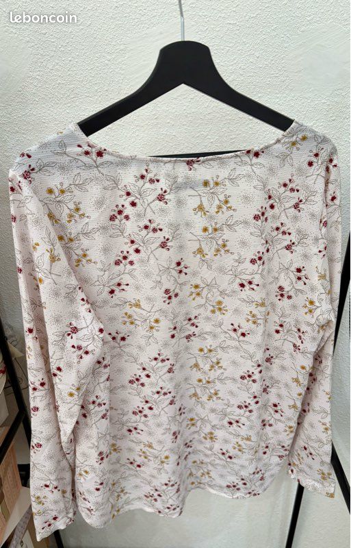 Blouse légère blanche avec des motifs fleuris In Extenso - Taille 46 (image 2)