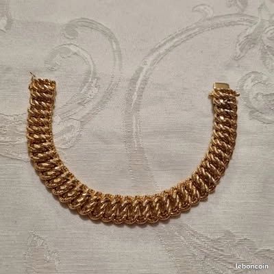 Bracelet Ancien En Plaqué Or - Maille Américaine - Occasion - Style Vintage