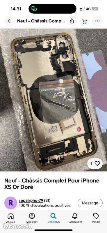 Chassis Remplacement Nu pour iPhone XS Noir / Gris Sideral - Arriere