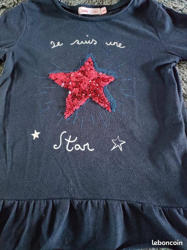 T-shirt à grandes manches bleu marine 4 ans (image 2)