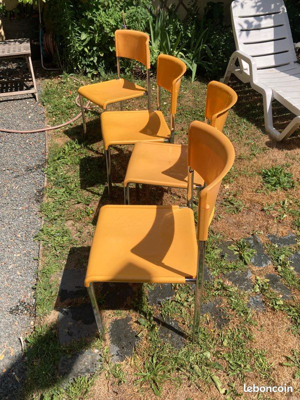 4 chaises lafargue 303 vintage orange design architecte (image 2)