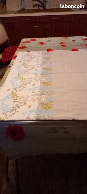 Nappe rectangulaire coton beige avec motif central marque Linvosges (image 2)