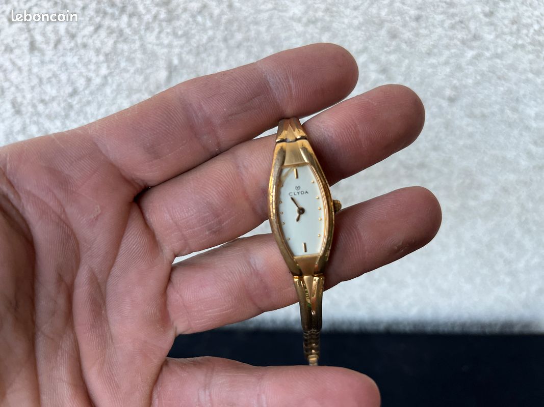 Montre Clyda Femme Plaqué Or Montre Femme Clyda Vintage Plaqué Or 23K