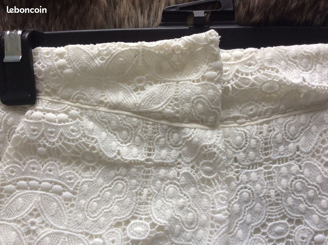 Short Maje Broderie Anglaise Blanc Cassée Neuf T36 (image 6)