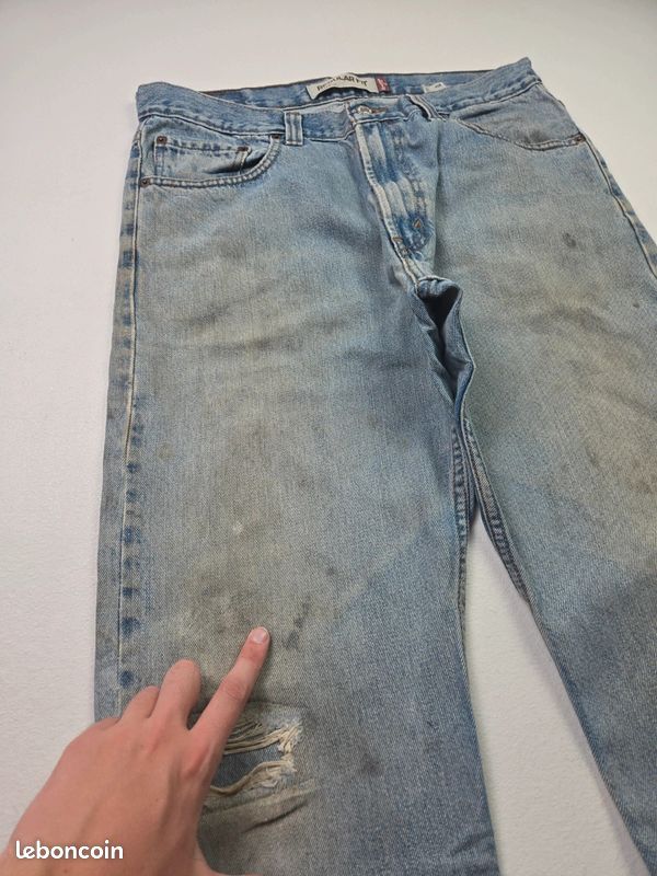 Jean Levi's 505 bleu taille W34 coupe droite vintage dirty thrashed (T287) (image 7)