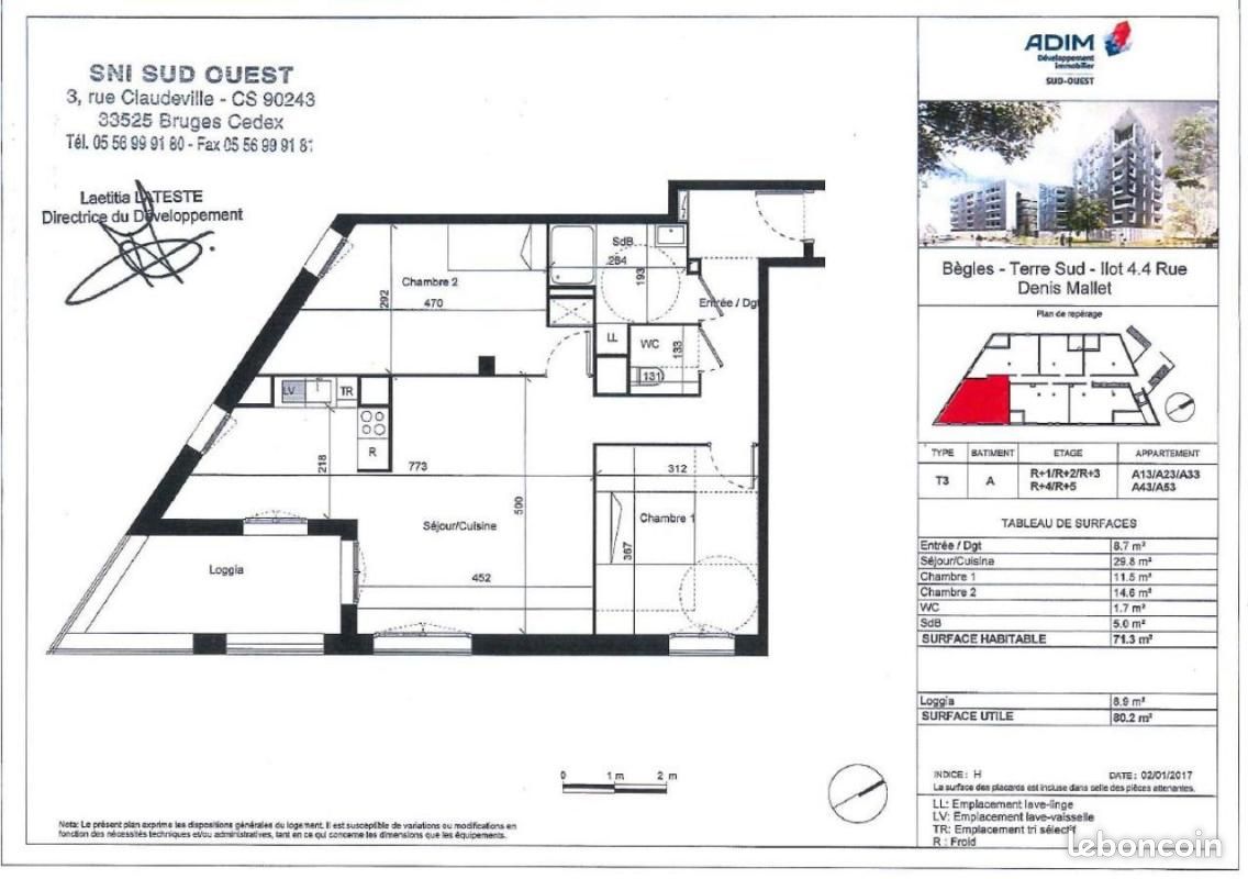 Appartement a louer begles - 3 pièce(s) - 71 m2 - Surfyn