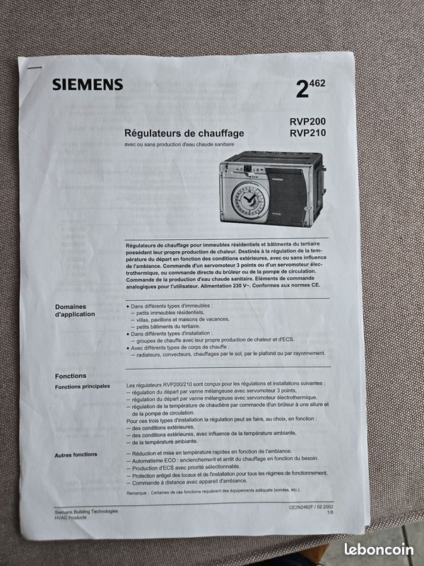 Ensemble sondes et rgulateur chauffage Siemens (image 8)