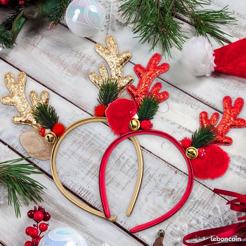 Serre Tete Noel Renne 2 Pièces Paillettes Serre-Têtes Noël En Bois De