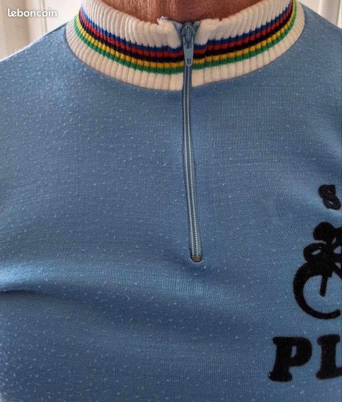 Maillot Cycliste Vintage Systeme U Années 80 - Taille M - Rayé Multicolore