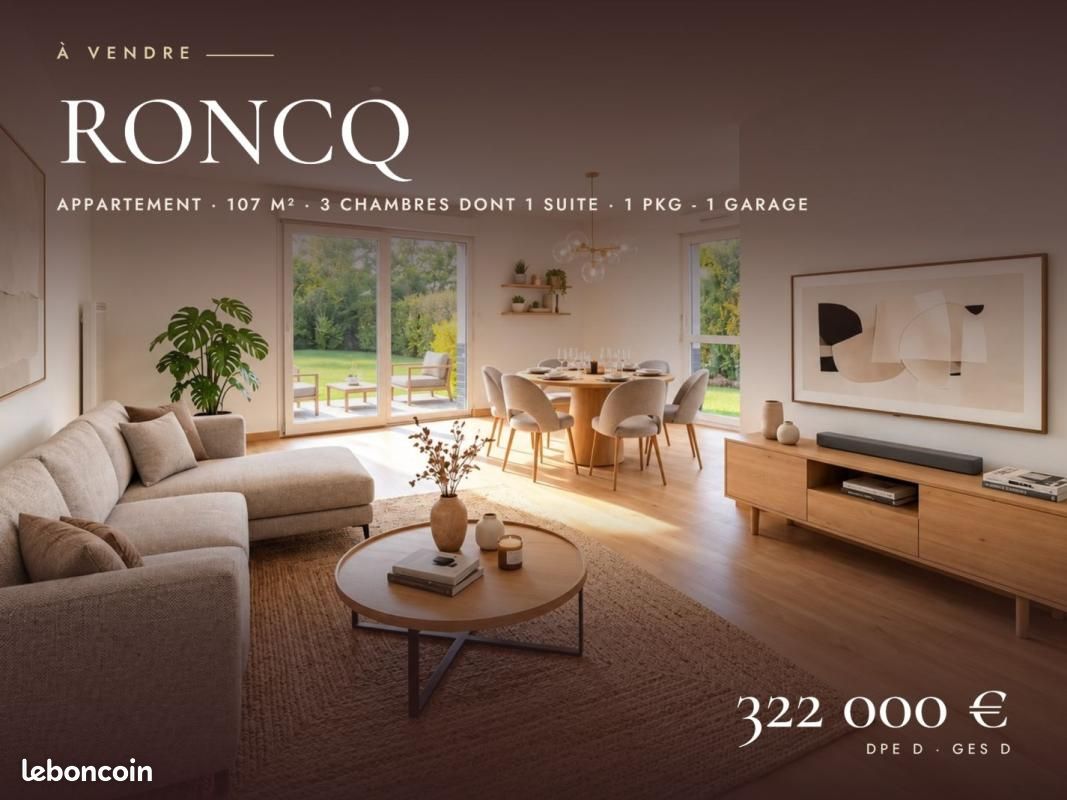 Appartement 4 pièces 107 m² · à Roncq · 107 m² · 322 000 €