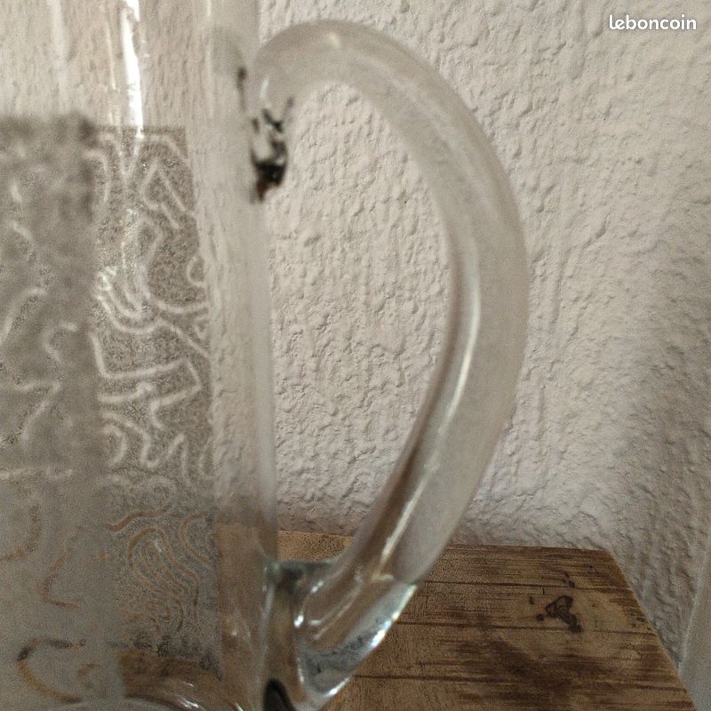 Pichet vintage verre ciselé hauteur 21 cm (image 6)