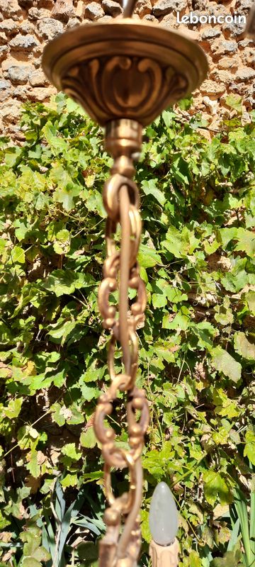 Lustre / suspension en bronze - 5 branches (TBE) (image 2)