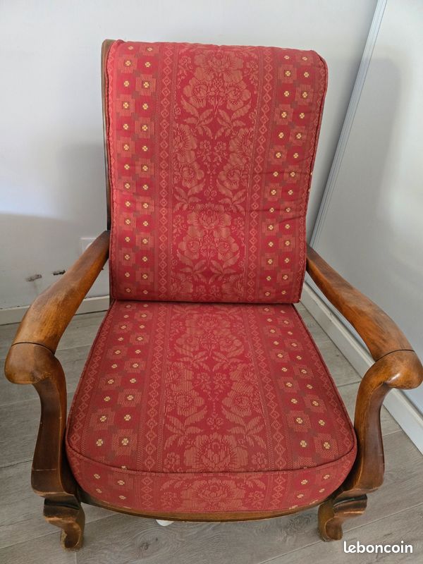 Ensemble Canapé 2 places et fauteuil style Louis Philippe en bois massif merisier (image 3)