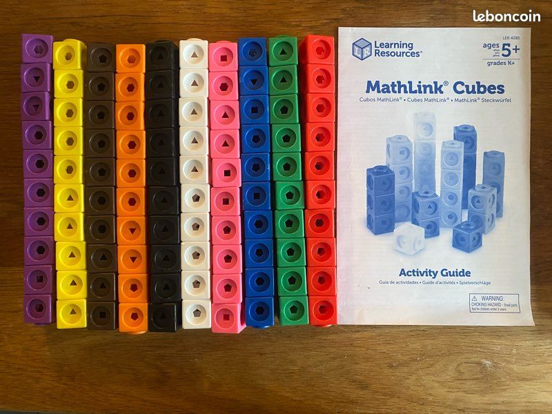 Learning Resources – Kit Maths Cubes MathLink – 100 Cubes, 30 Activités – Multiplication, Fractions, Volume – Dès 6 Ans
