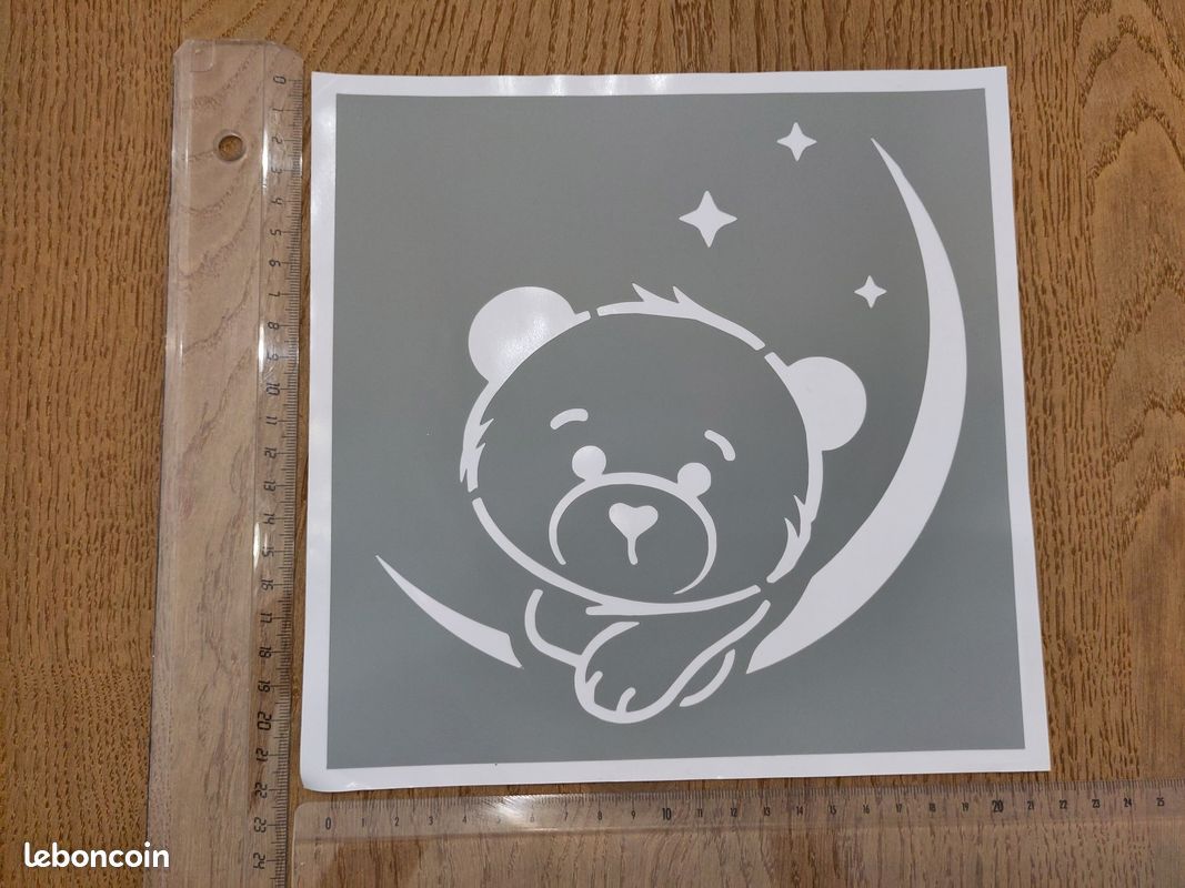 Pochoir Ourson Motif Simple - Fait Main, Neuf, Idéal Pour Bricolage Et Déco