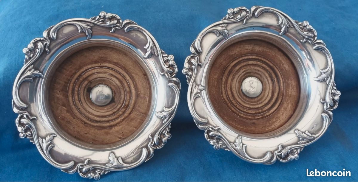 Dessous de bouteille Métal argenté et cristal - Arts de la table