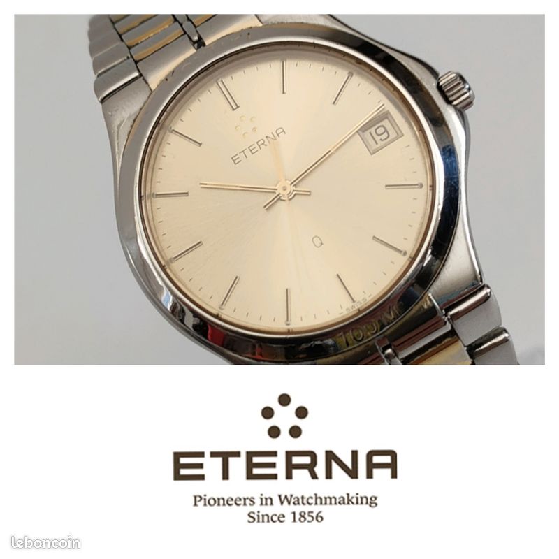 ETERNA KONTIKI DATE QUARTZ RARE VINTAGE 1980 | Montre Suisse avec "Bracelet intégré" (Étanche 100m / 10 ATM) (image 8)