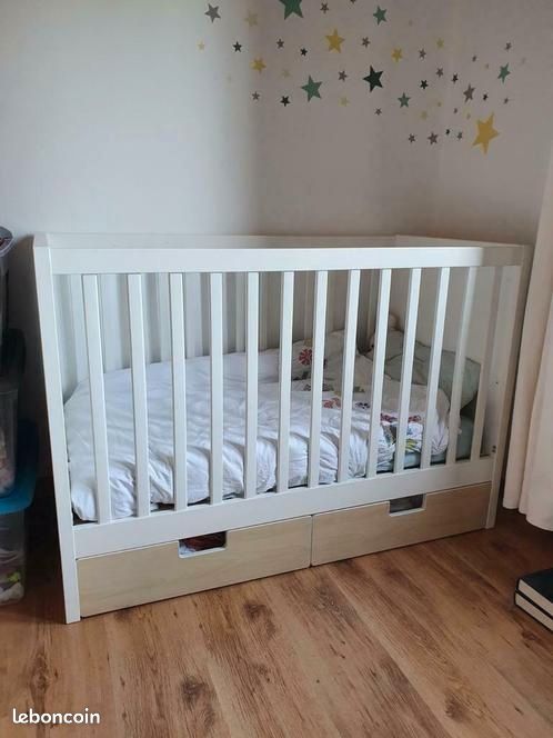 Lit bébé ikea stuva blanc et bois (image 1)