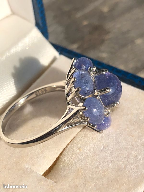 Boutons De Manchette Argent Sterling 925 – Pierre Tanzanite Bleue – Faits Main