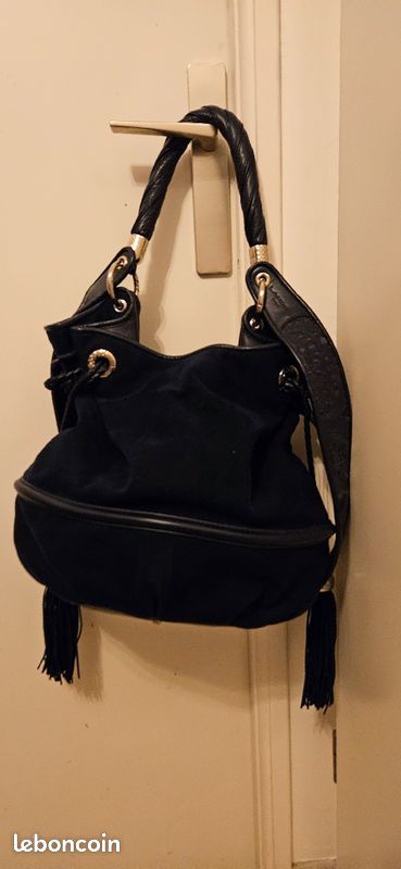 Sac Brigitte Bardot Lancel en suede bleu minuit (image 2)