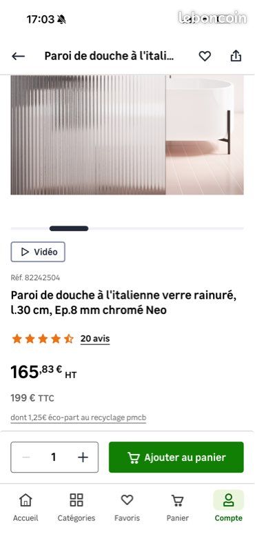 Parois de douche verre rainuré / verre flûte (image 2)