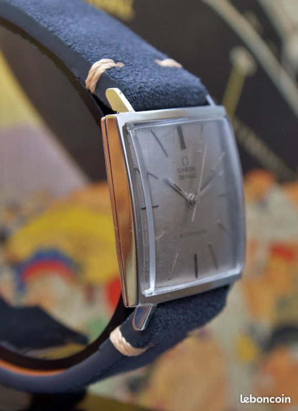 Montre Omega De Ville - Boîtier Carré Acier 35 Mm - Mouvement Automatique - Bracelet Cuir - Occasion