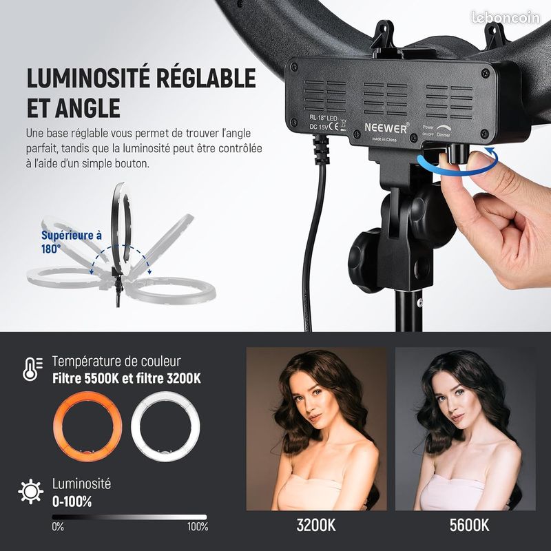 Lampe anneau lumineux avec trépied (image 3)