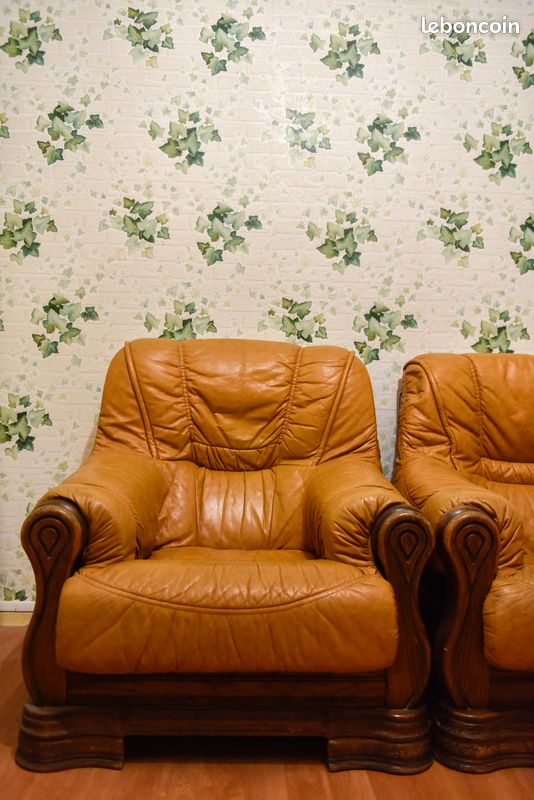 Lot complet de 3 Fauteuils (cuir vintage) (image 2)