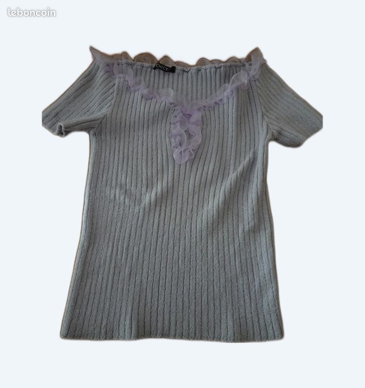 Haut manches courtes en maille Chicks Taille unique (image 1)