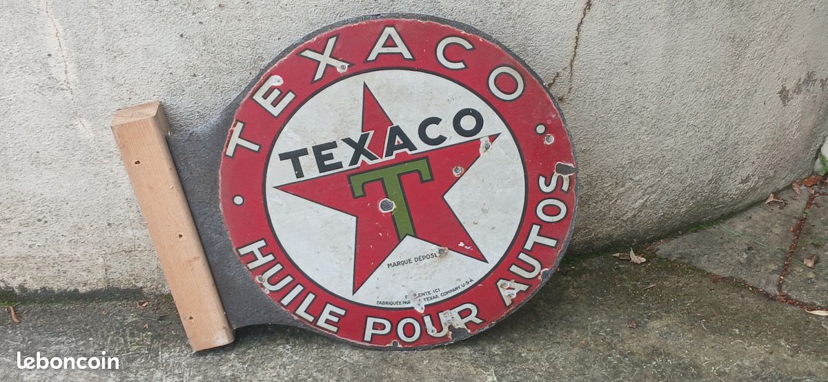 Plaque Emaillée bombée - TEXACO 1936 Diamètre 25 cm