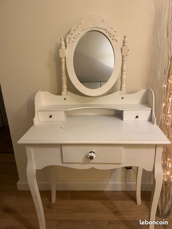 Jolie Coiffeuse blanche et son tabouret (image 6)