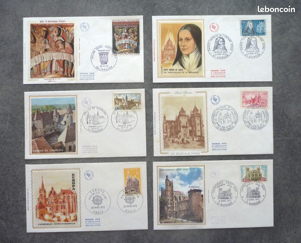 LOT 6 enveloppe timbre Premier jour d'émission : CATHOLICISME Philatélie Collection (image 1)