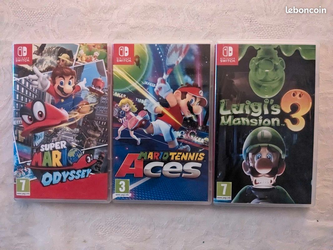 Jeux switch : Super Mario Odyssey / Luigi Mansion 3 / Mario Tennis Aces (image 1)