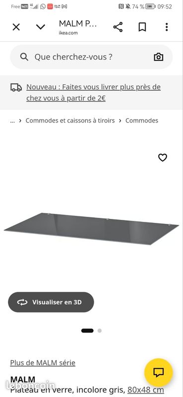 Plateau de verre ikea blanc-noir (160×48)20-(80×48)10 (image 5)