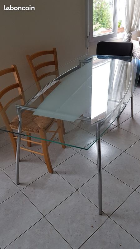 Table à manger transparente en verre trempé (image 1)