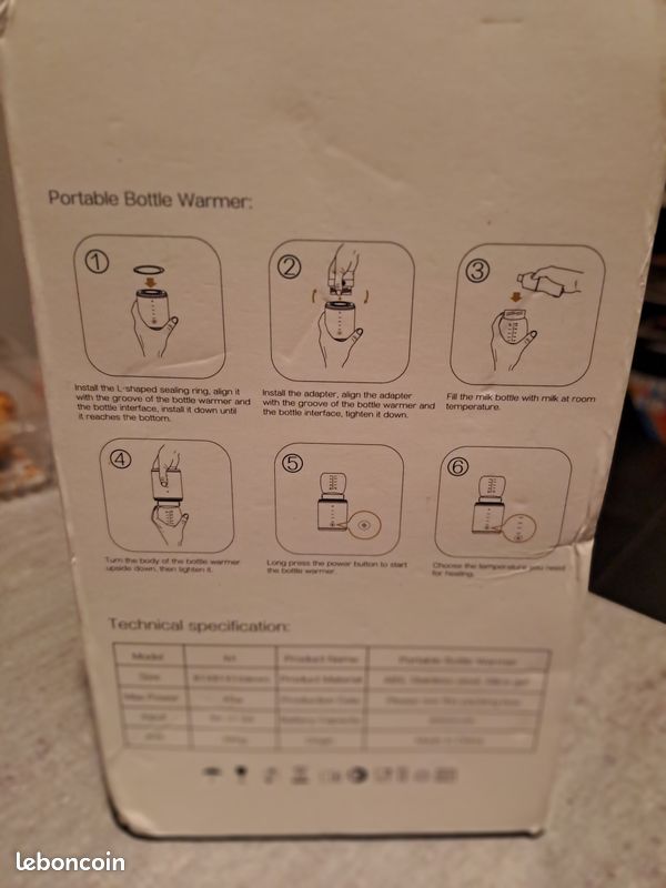 Chauffe-biberon, 4 Modes de Température, Dégivrage, Chauffe-biberon Rechargeable avec 2 Adaptateurs (image 3)