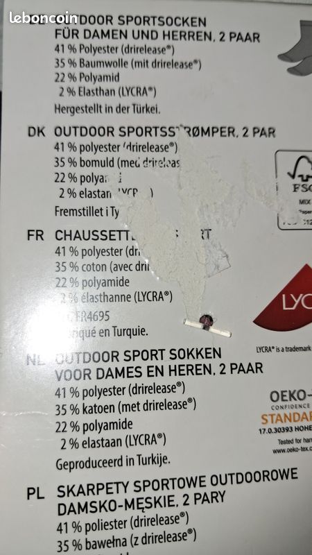 2 paires de chaussettes rose/grise 43/46(hj) (image 2)