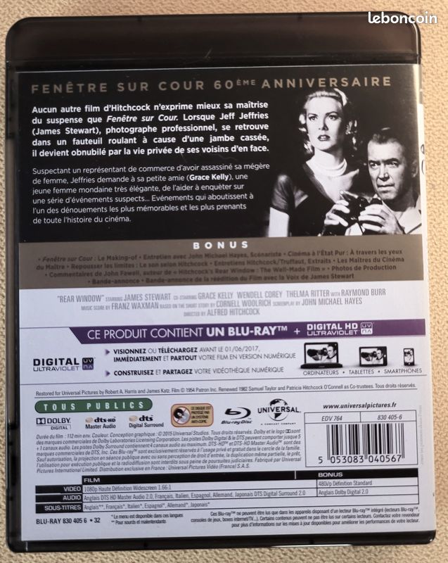 Blu-ray — Fenêtre sur cour (Rear Window) - Alfred Hitchcock — Édition 60ème Anniversaire (image 2)