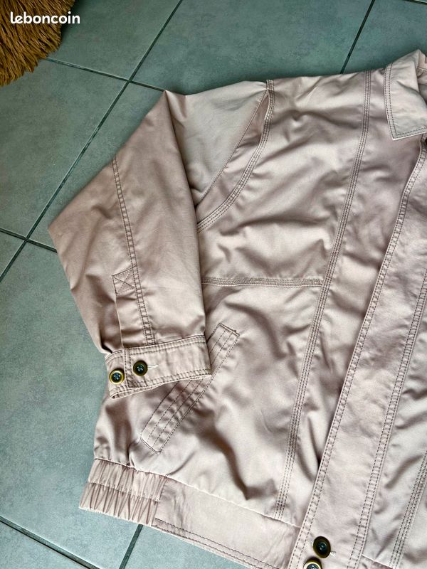 Veste Vintage Antigua Homme Taille L - Beige - Coupe-vent Nylon - Occasion