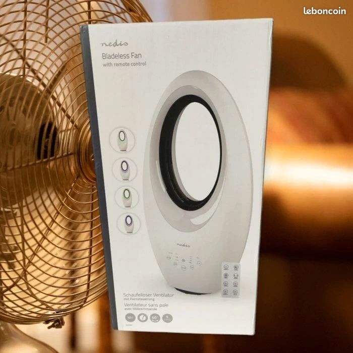 Ventilateur sans pales Nedis 50W Neuf – Télécommande – LED – Oscillant – Silencieux (image 1)