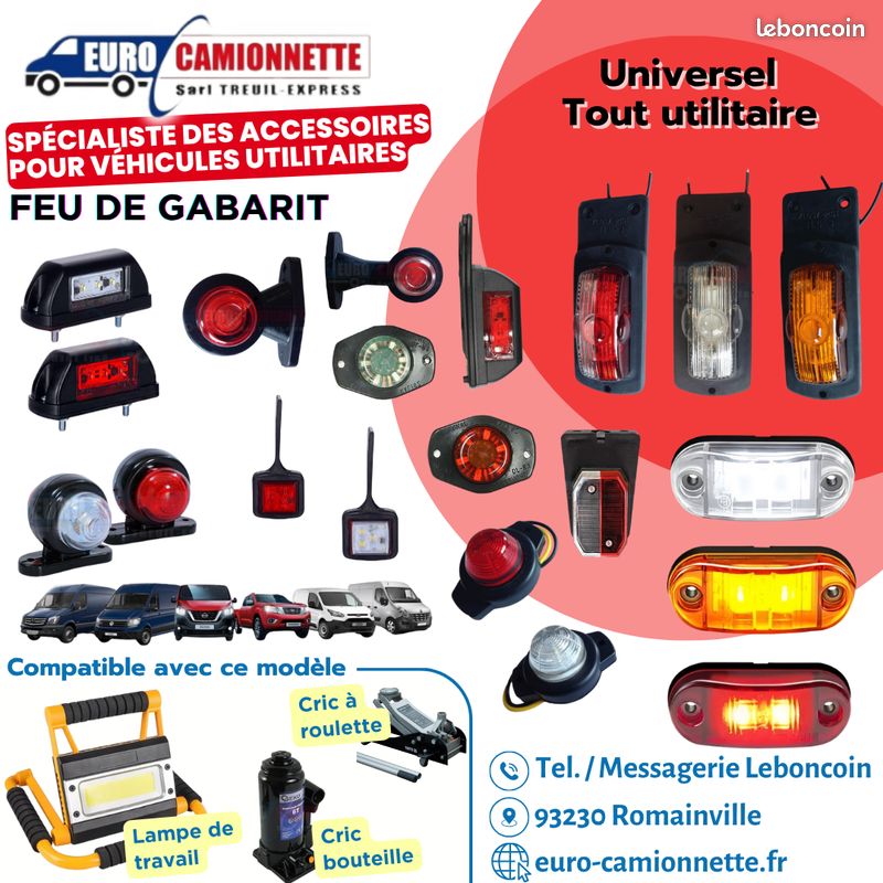 Web Truck Lot De 2 Feux De Gabarit Position 12V 24V Blanc/Rouge - Pour Camion Remorque Caravane