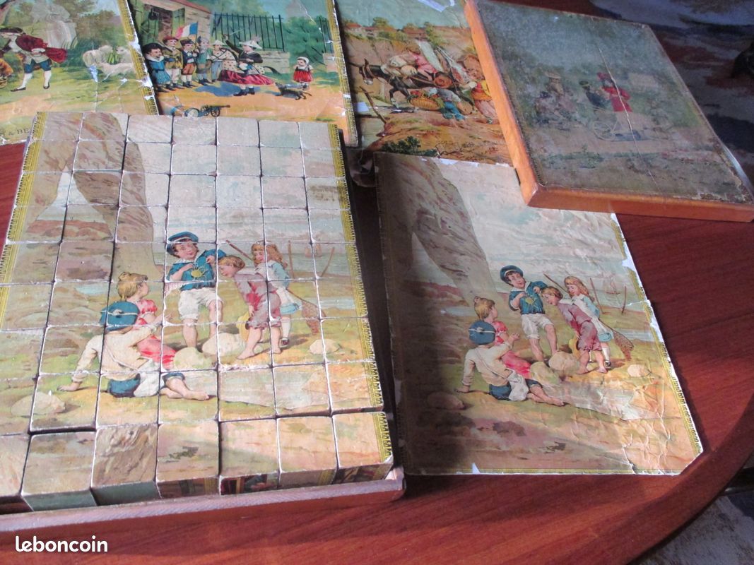 Ancien jeu de cubes, puzzle ancien, jouet en bois, cadeau
