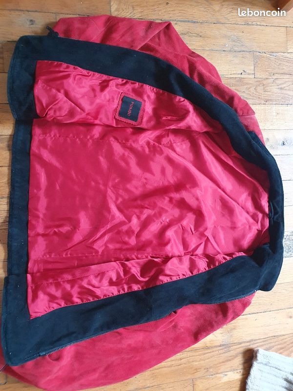 Veste cuir daim rouge et noir T40 -42 L (image 6)
