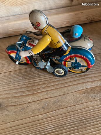 Moto Paya Rouge Et Pilote - Jouet Ancien Tôle Lithographiée - État Impeccable I-922