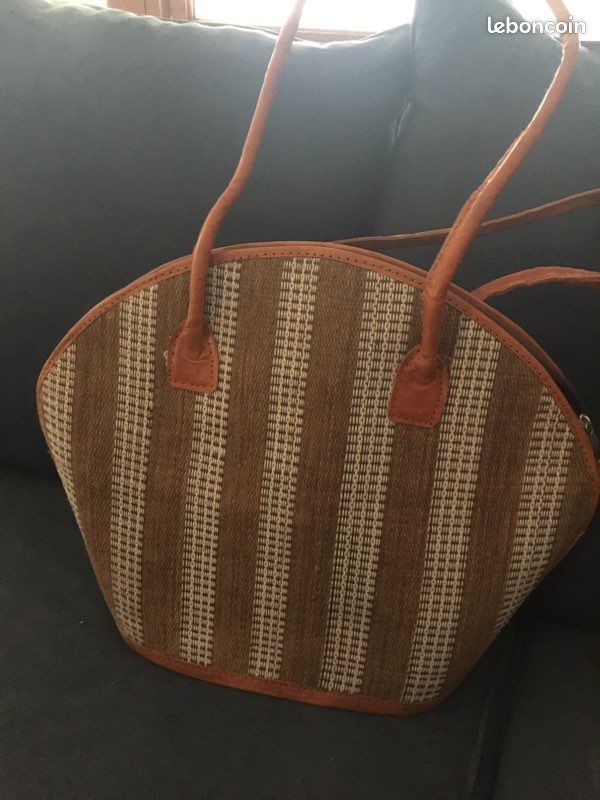Sac à main tissus et paille neuf (image 1)