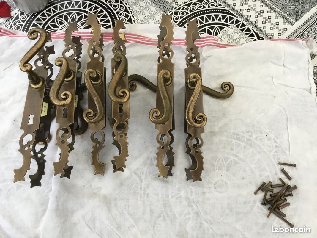 Poignées De Porte Géorgiennes En Laiton Plaqué, Loquet à Levier, Bord