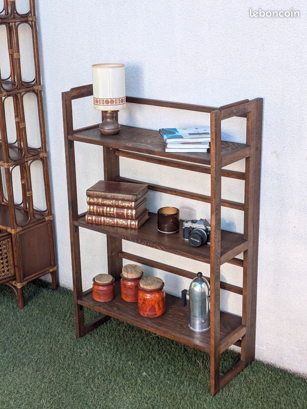 Étagère pliante vintage en chêne – années 50/60 (image 1)